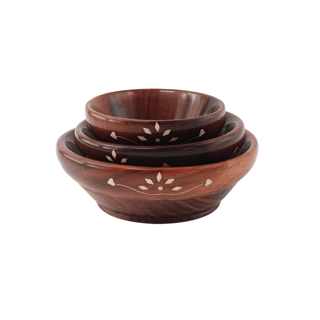 3 Pieces Wooden Bowl Set - Kids Bestie