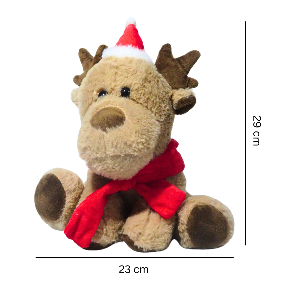 Christmas Reindeer Soft Toy – Rudolph Plush with Santa Hat