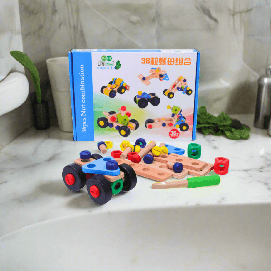 36 Pieces Nut Combination Construction Toy for Kids Age 3+ - Kids Bestie