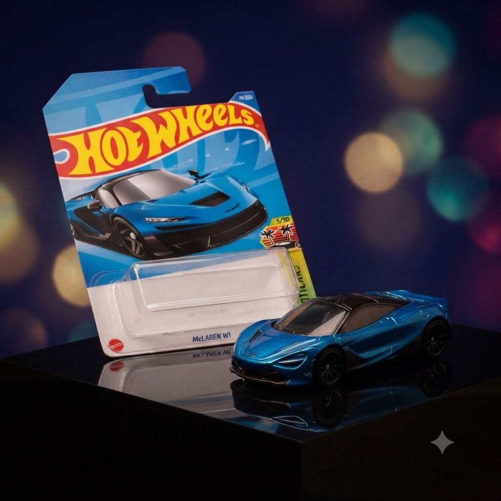 1+1 Hot Wheels Combo Assorted Collectible Die-Cast Toy Cars (McLaren W1 & Dessert Drifter)