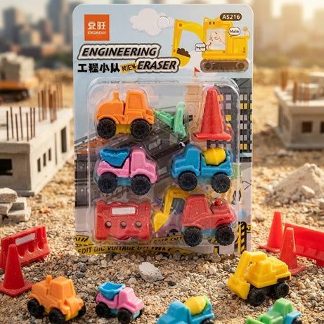 Engineering Construction Puzzle Eraser Set: Fun & Interactive Stationery for Kids