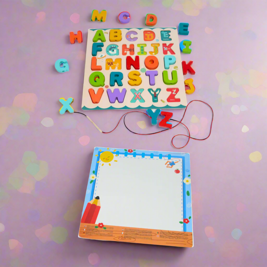 Kidsbestie-3D ALPHABETS Puzzle with Whiteboard for Kids,30*30Cm