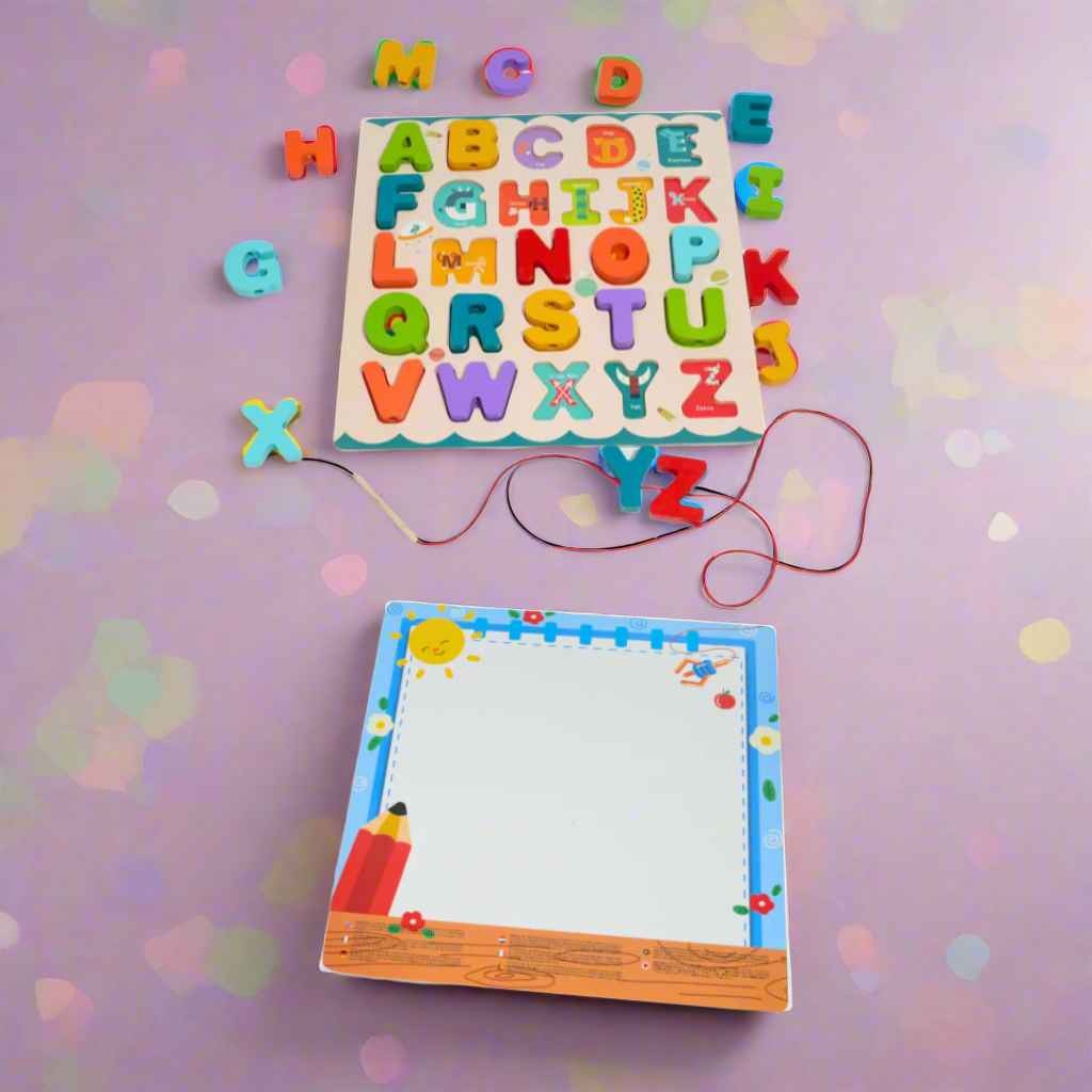Kidsbestie-3D ALPHABETS Puzzle with Whiteboard for Kids,30*30Cm