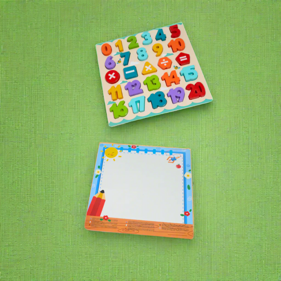 Kidsbestie-3D Numbers Puzzle with Whiteboard for Kids,30*30Cm