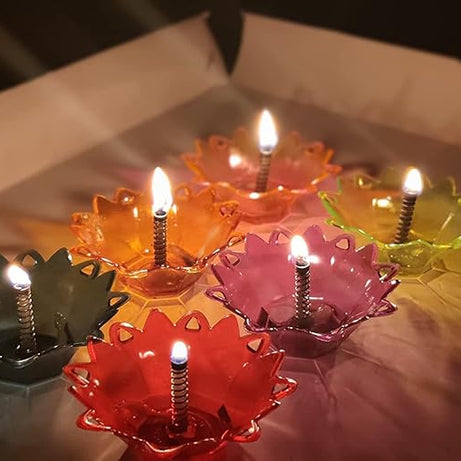 Kidsbestie-3D Reflective Diya Set New Multi Design Multi Colour 