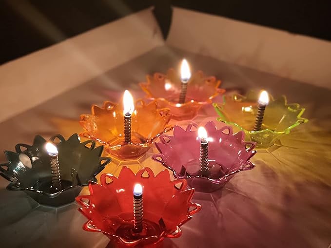 Kidsbestie-3D Reflective Diya Set New Multi Design Multi Colour 