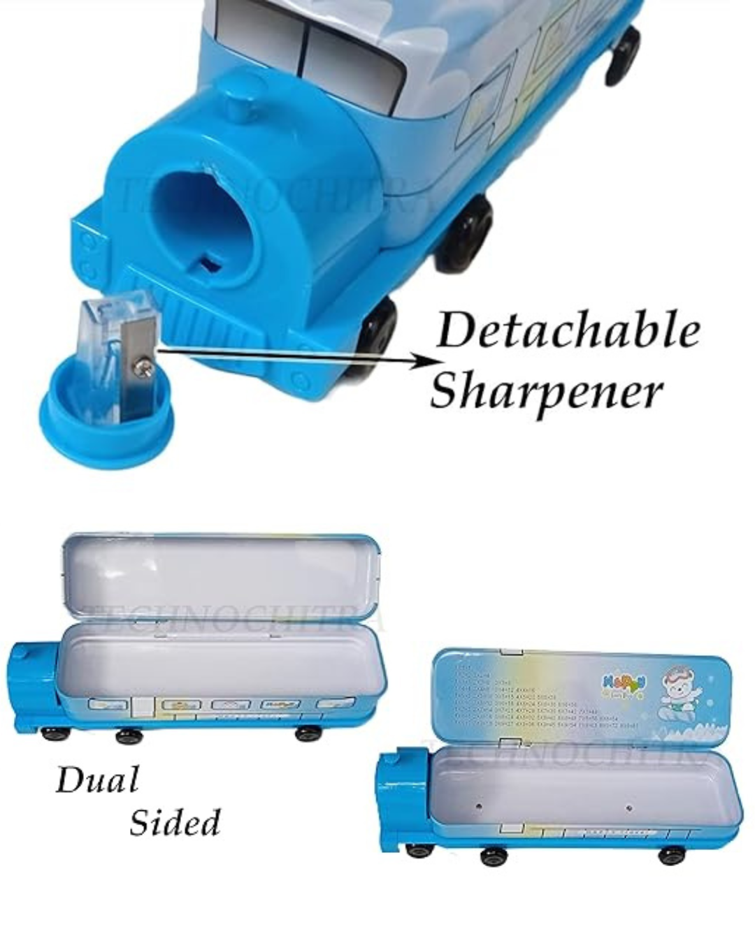 Train Shape Metal Pencil Box with Wheels – For Kids | KidsBestie