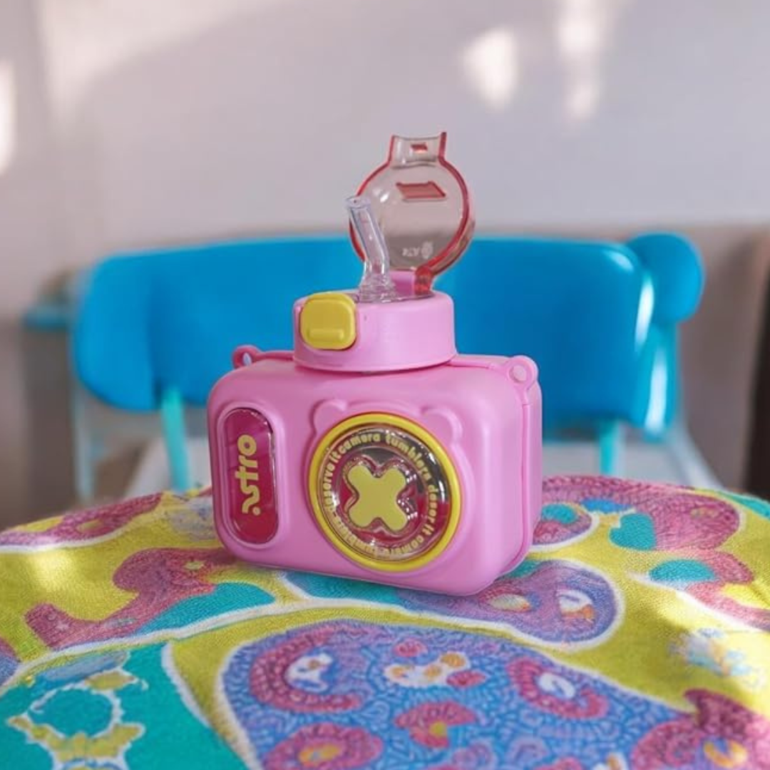 Camera Shaped Water Bottle with Popup Sipper(600 ml) | KidsBestie