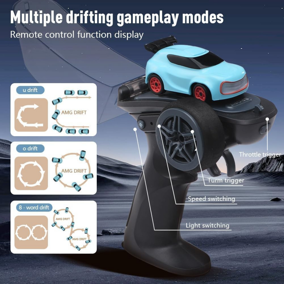 Dash Remote Control Car | 2.4Ghz, 1:64 Scale | Rc Cars, Remote Control Car Toy, Rc Drifting Cars, Interchangable Wheel Sleeves, 4 Light & 2 Speed Modes