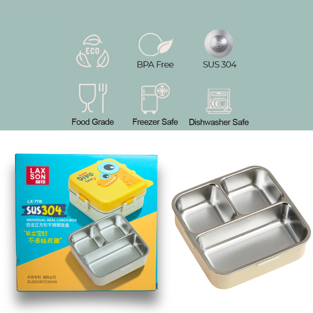 Super Dino 2-Layer Stainless Steel Lunch Box | KidsBestie