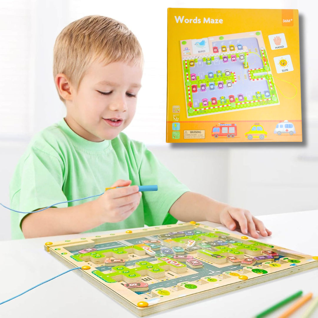 Letter Matching Parking Words Maze – Wooden Toy