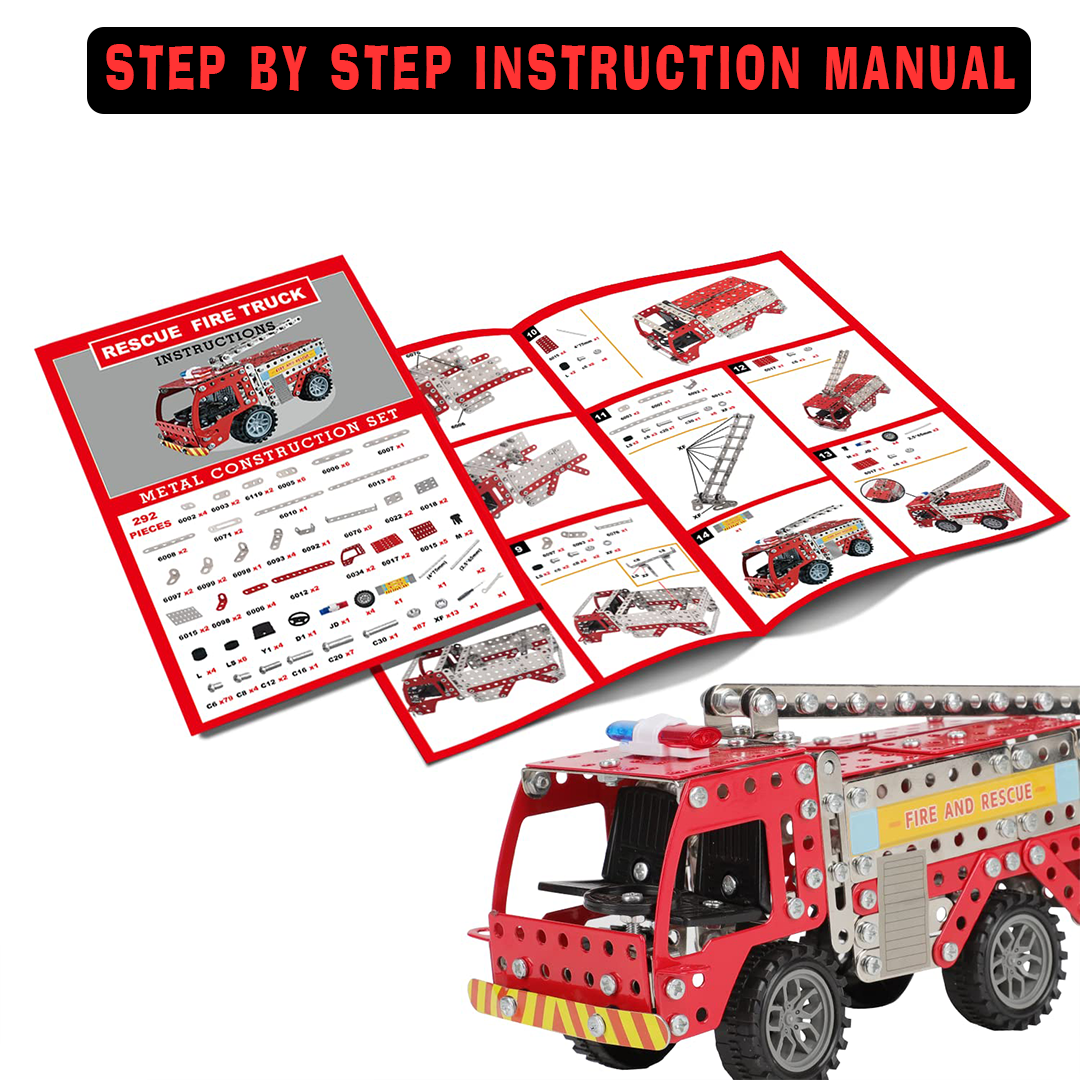 Rescue Fire Truck for Kids | STEM Building Toy Set for Boys & Girls Ages 7+ | Educational Construction Fire Engine