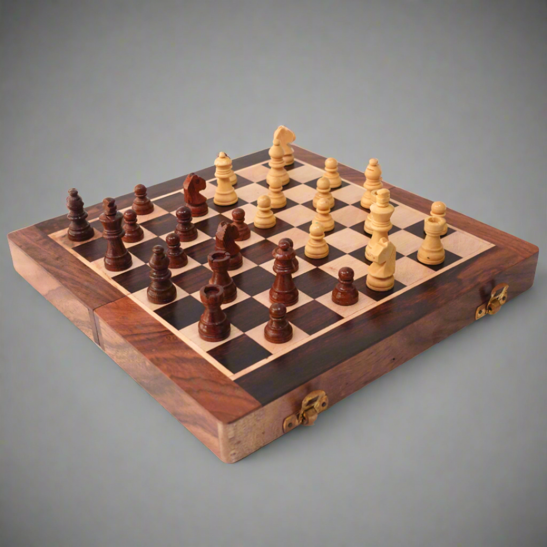 Wooden Folding Chess Set Box With Coins-Big