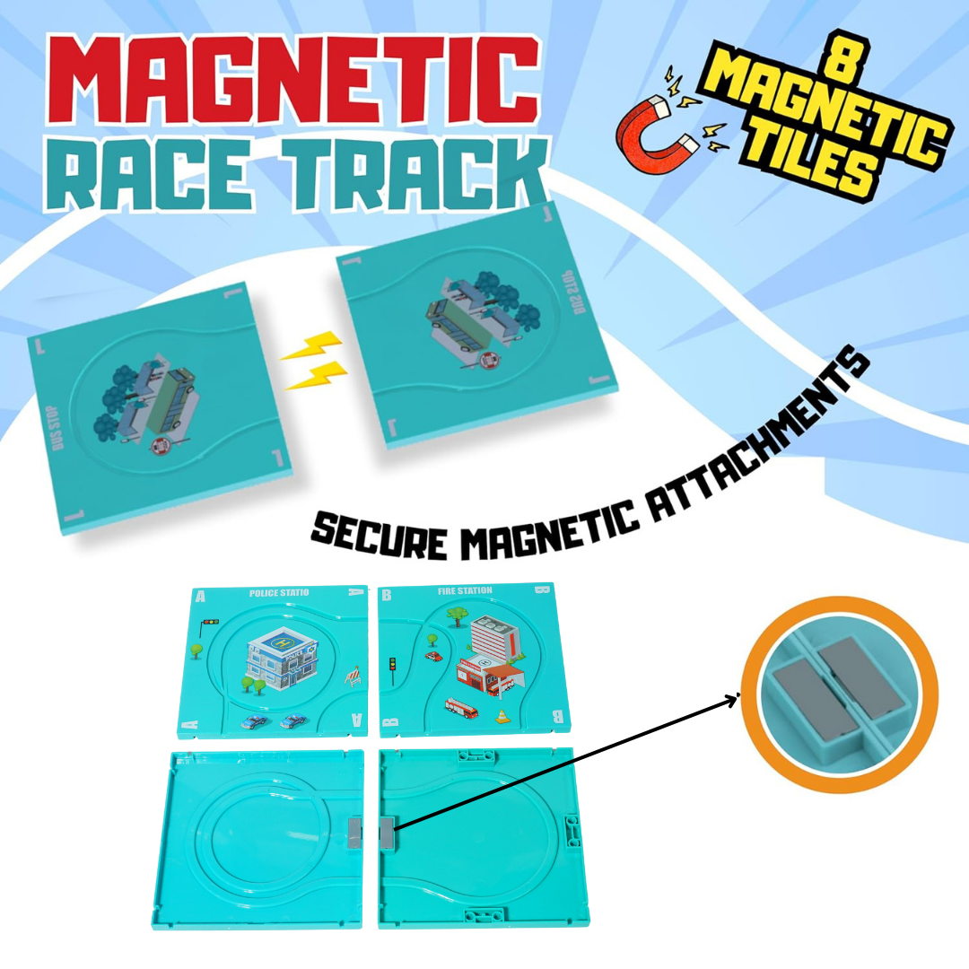 Magnetic Plate Electric Vehicle Track | DIY Racing Track Set with Car | Educational Magnetic Toy for Kids