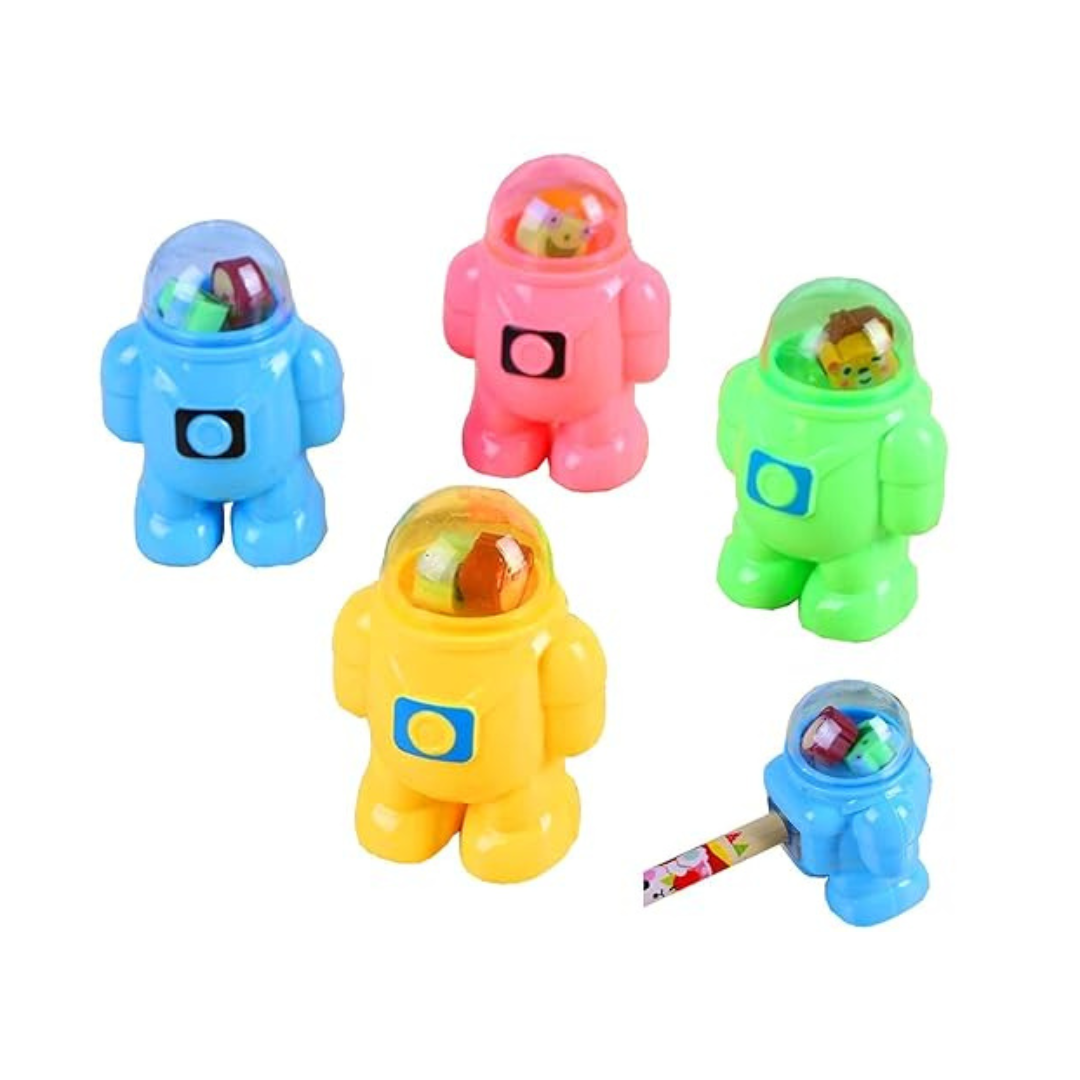 Set of 4 Astronaut Sharpener with Two Erasers – Fun School Stationery | KidsBestie