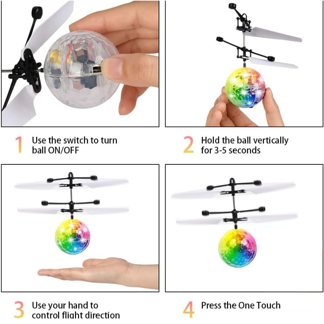 Flying Induction Crystal Ball Helicopter Kids Toy with Motion Sensor Rechargeable