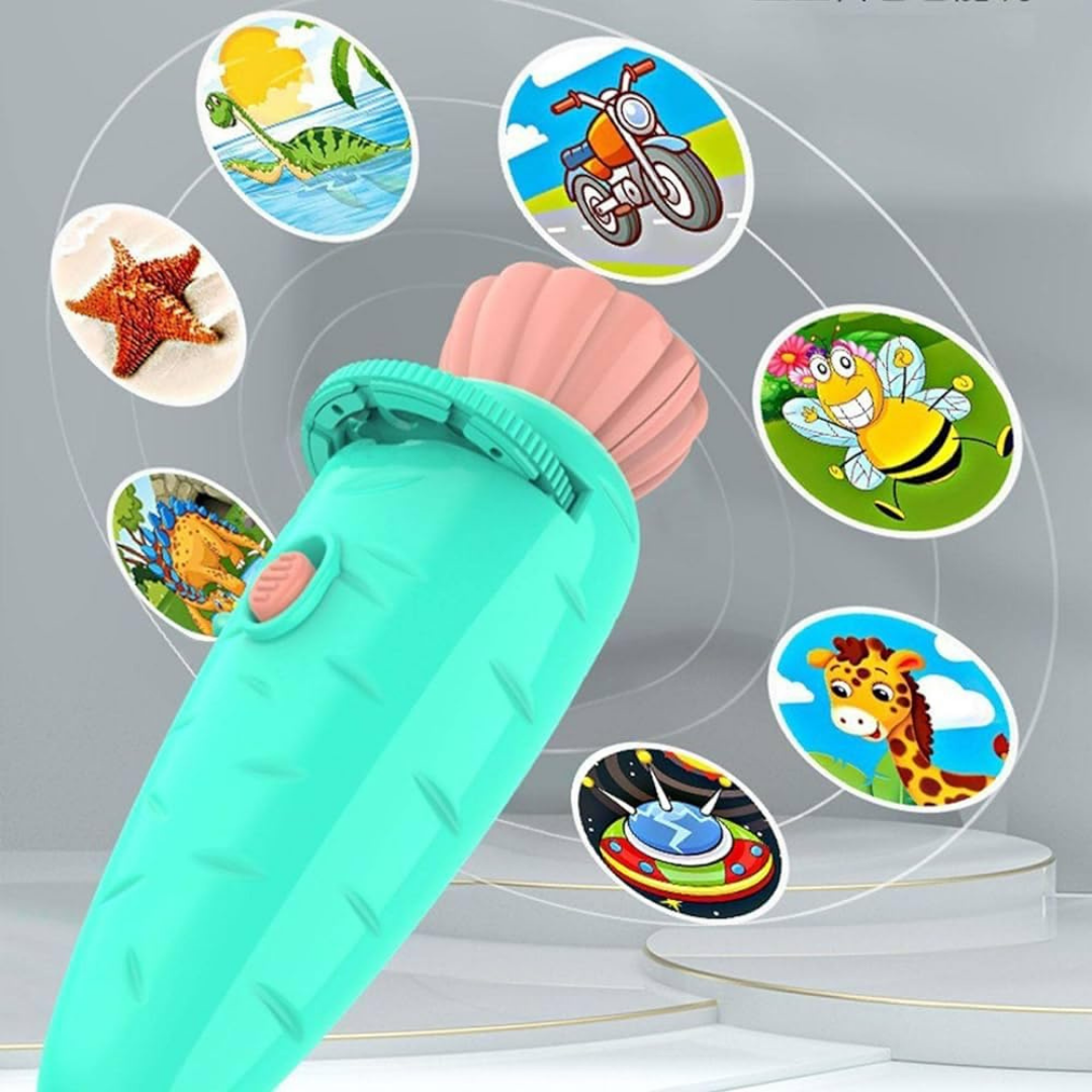 2-in-1 Carrot Projector & Flashlight for Kids with 24 Slides