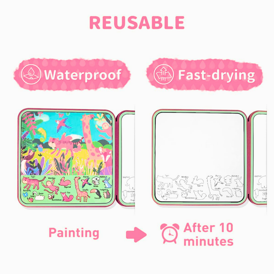 Zoo Theme Reusable Magical  Water Painting Book for Kids-1