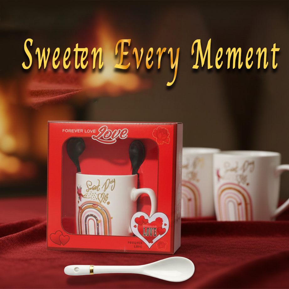 Forever Love – Sweet Day Coffee Cup with a Cute Spoon | Valentines day Gift