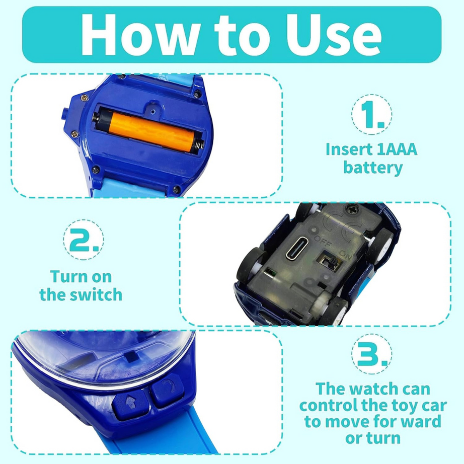 RC Watch Mini Car Wrist Watch Rechargeable- 1 Car 1 Watch Case  (Random Metal Car)