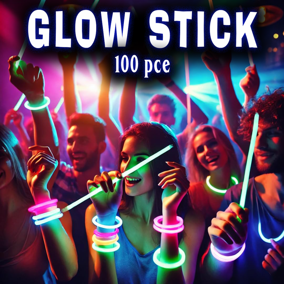 Glow Sticks for Kids & Adults | 100 Pcs Neon Glow Bands | Party, Birthday & Festival Glow-in-the-Dark Bracelets & Necklaces