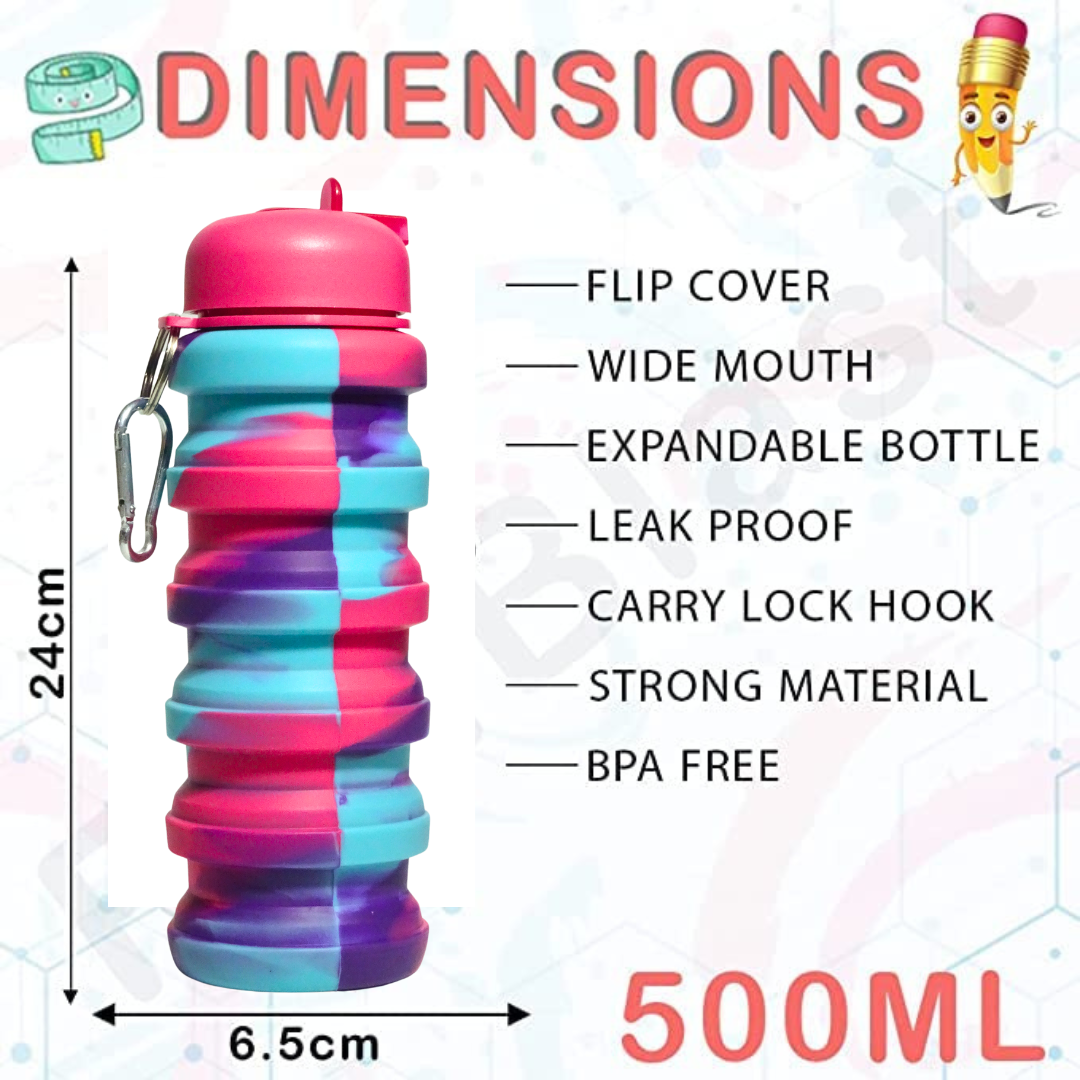 Expandable Water Bottles 500ml – Compact, Convenient & Fun (Random Colors)