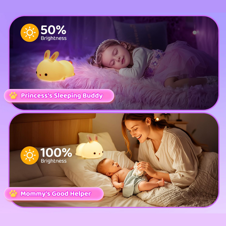 Sleeping Rabbit Night Lamp for Bedroom