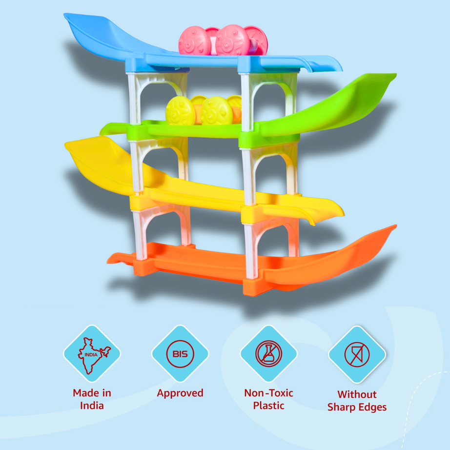 Ramp Racing Racer Track set with 4 Tracks and 2 Cars for Kids Age 3 ...