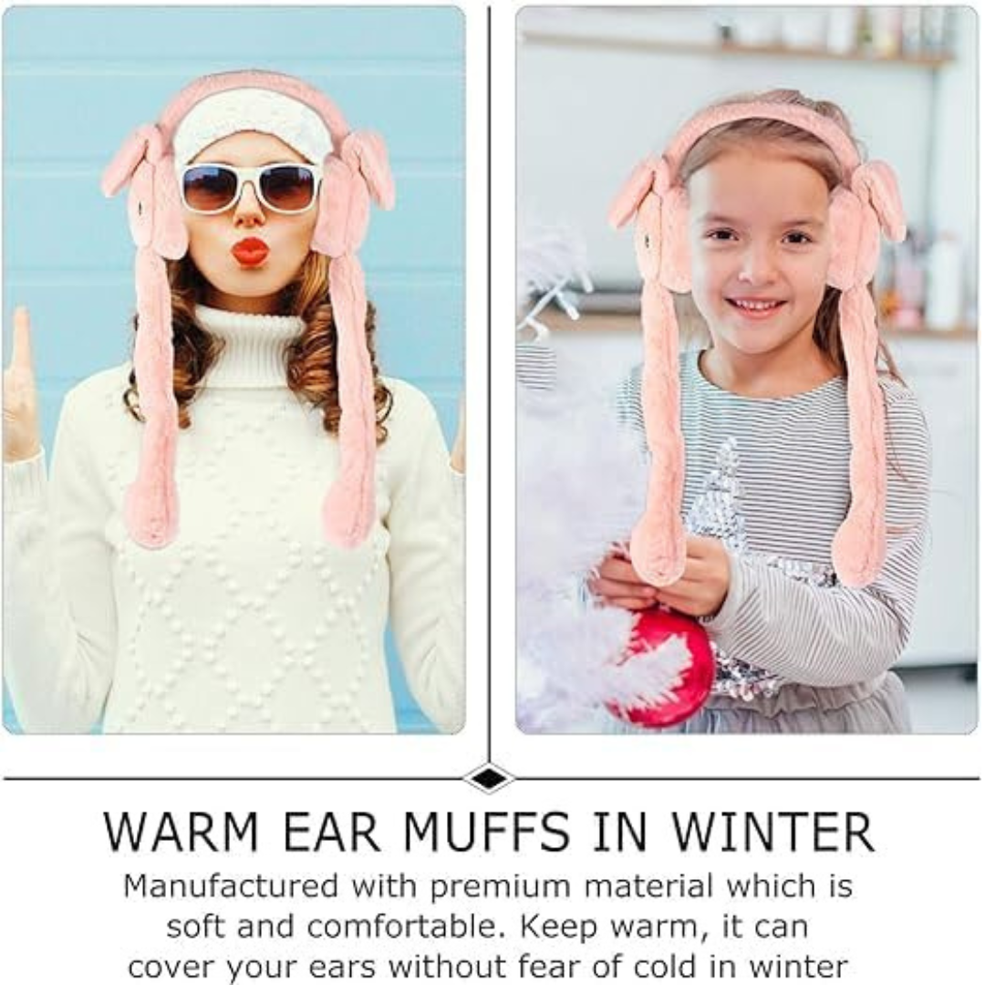 Cute Fluffy Moving Ears & Sound Ear Muffs for Kids and Teens – Cozy & Cute( Random Colors)