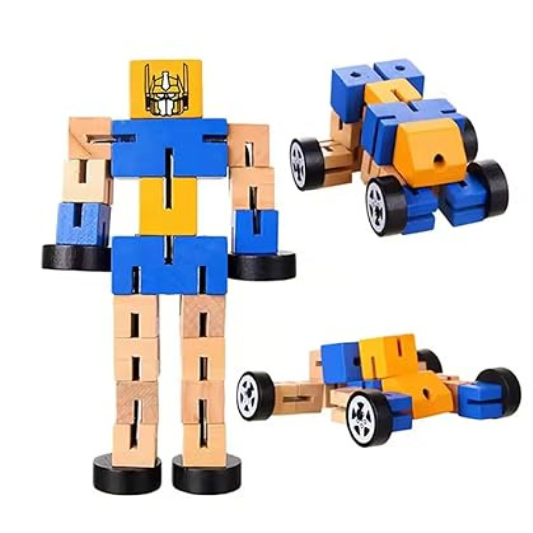 Wooden Transformer Toy for Kids( Random Colours)