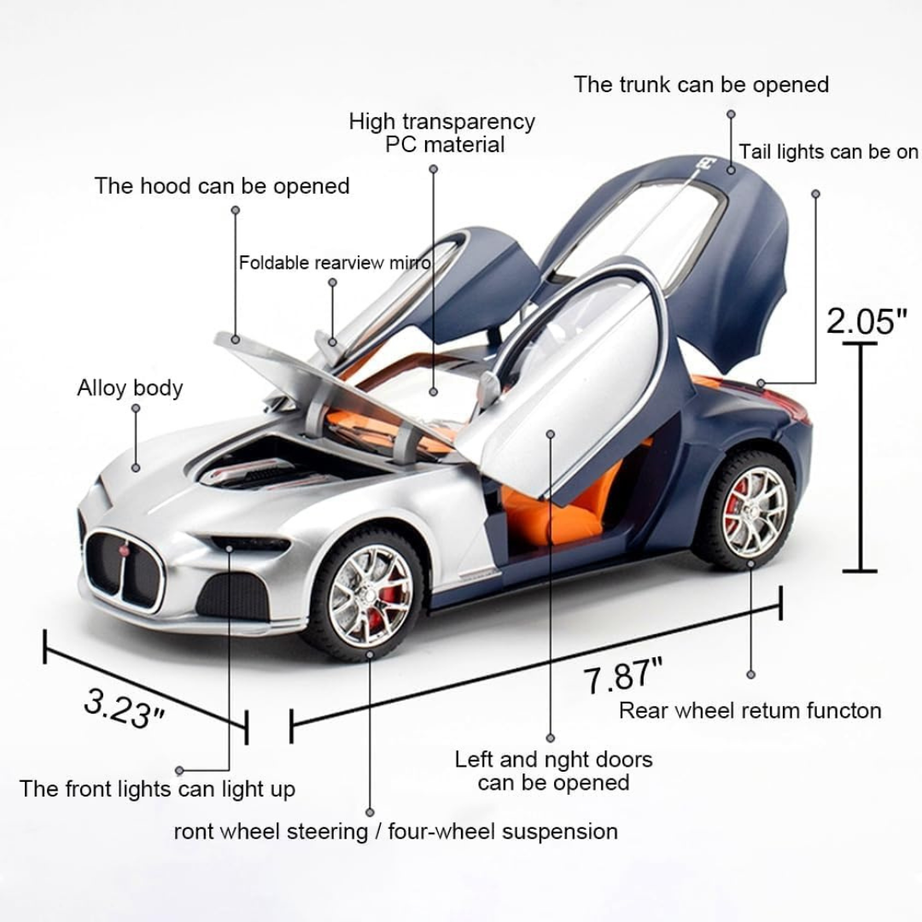 Premium 1:24 Die-Cast Bugatti Atlantic Car with Zinc Alloy & ABS Plastic – Best Valentine Gift