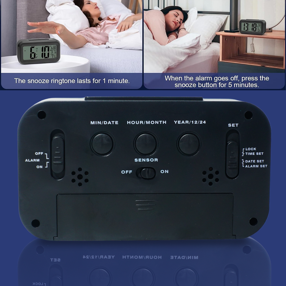 Optically Controlled Liquid Crystal Alarm Clock | Smart Digital Display | Light Sensor & Temperature Display