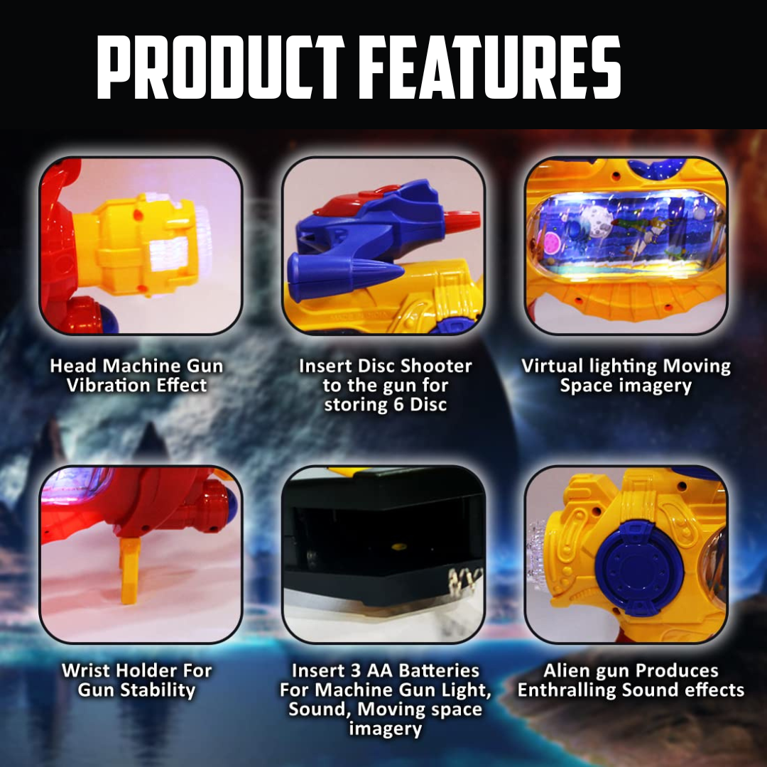 Blast into space with lights, sound & action Super Power Gun