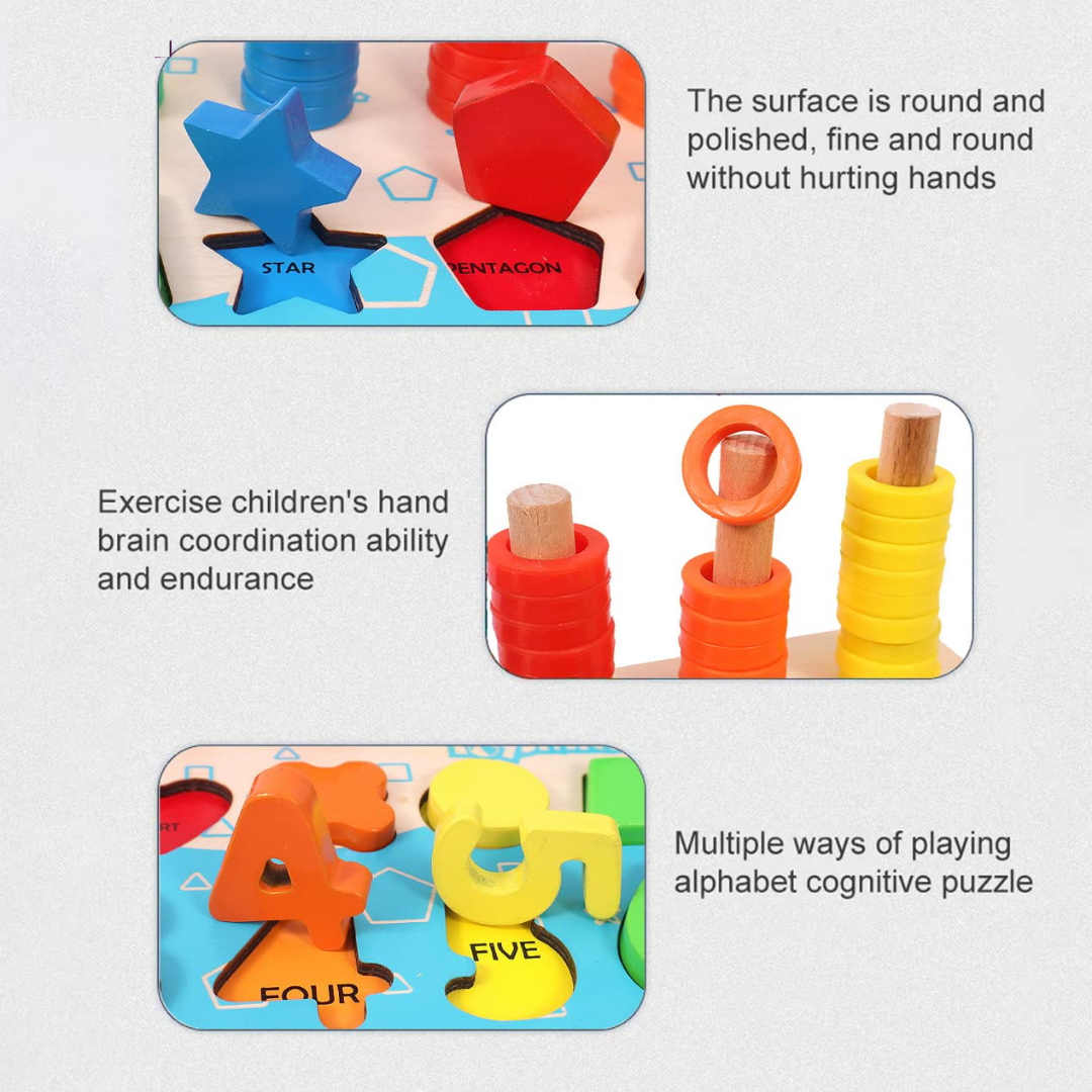 4 IN 1 Fishing Montessori Learning Board for Kids with Brown Box