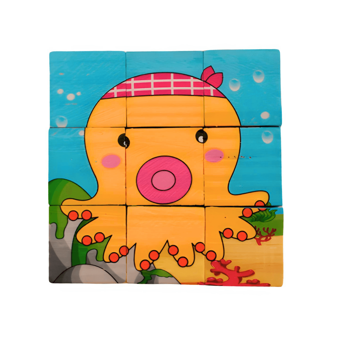 3D Face Wooden Cube Puzzle(Random design will be send) - Kids Bestie