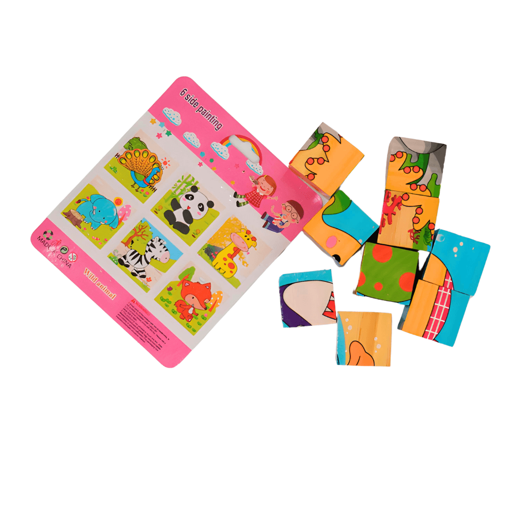 3D Face Wooden Cube Puzzle(Random design will be send) - Kids Bestie