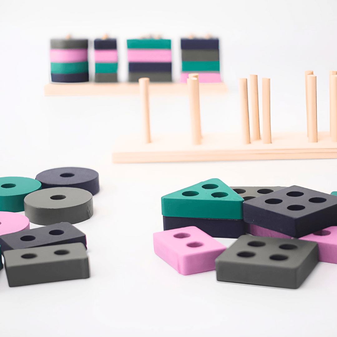 4 Shapes Mini Stacking and Sorting Puzzle Toys For Kids-1 Puzzle - Kids Bestie