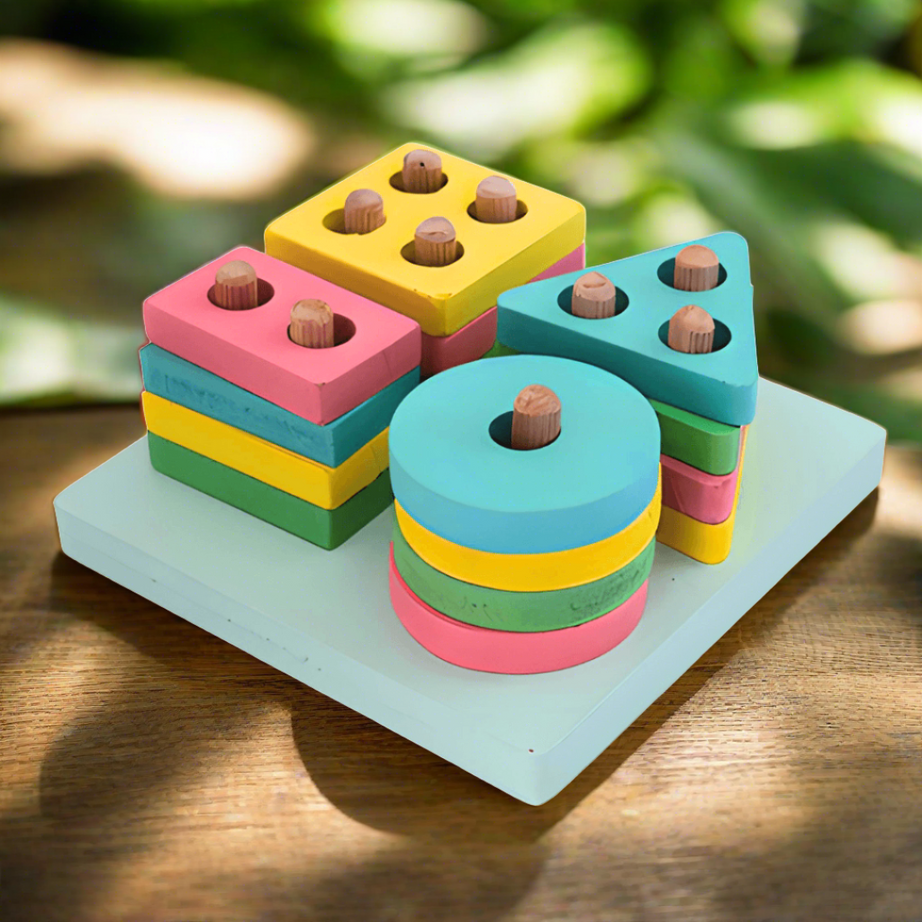 4 Shapes Stacking and Sorting Puzzle Toys For Kids - Kids Bestie