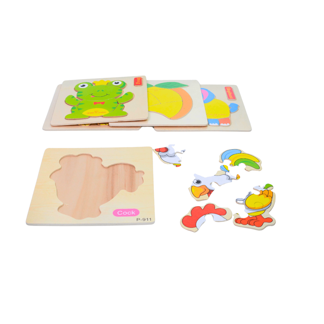 4 Wooden Puzzles with Names for Kids(Random design will be send) - Kids Bestie