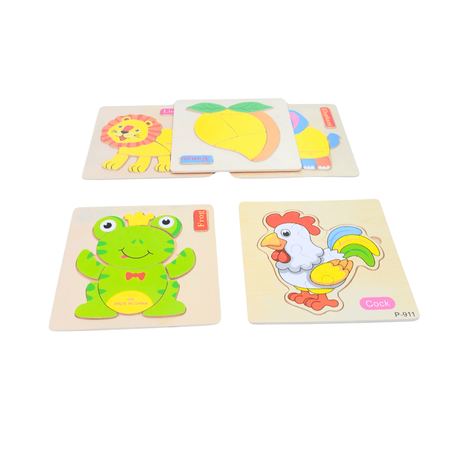 4 Wooden Puzzles with Names for Kids(Random design will be send) - Kids Bestie