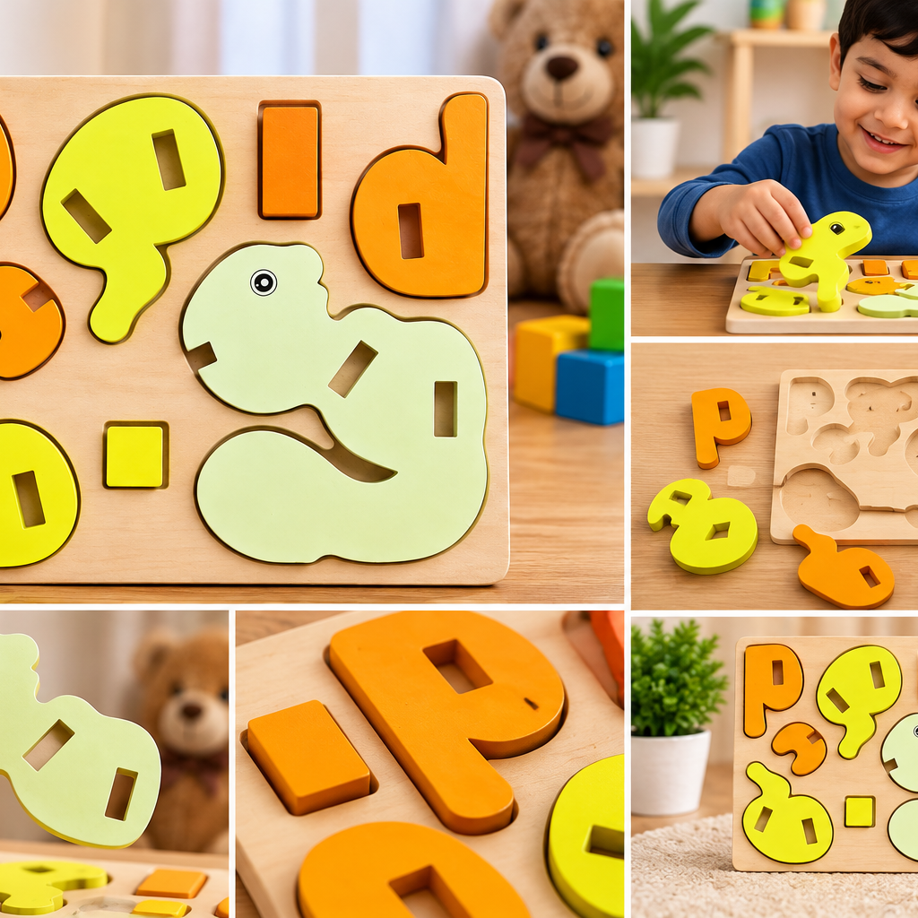 Wooden Animal Shape Matching & Assembly Puzzle – Montessori Educational Learning Toy for Kids
