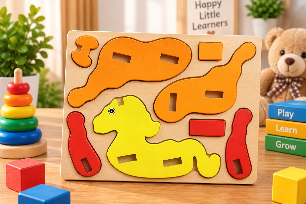 Wooden Animal Shape Matching & Assembly Puzzle – Montessori Educational Learning Toy for Kids