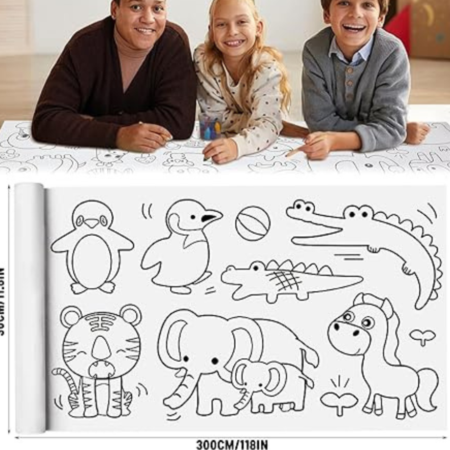 Kids Creative Art Combo Set – Painting Roll, Rollable Crayons & 12-Shade Colour Pencils