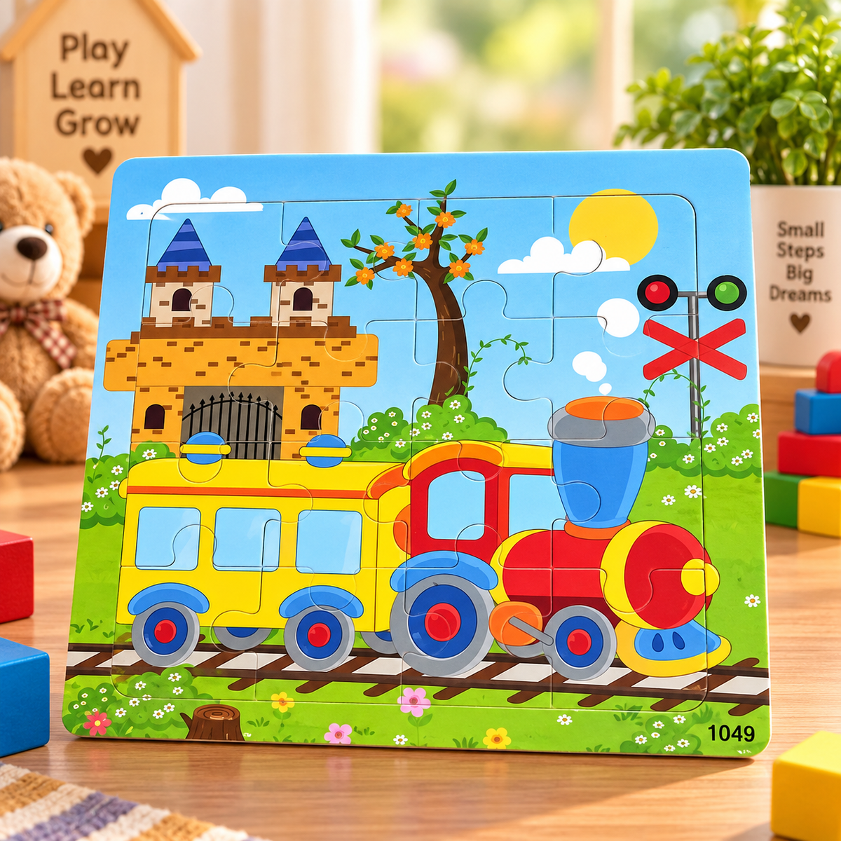 Kids Wooden Train Jigsaw Puzzle – Educational Learning Puzzle for Kids | Colorful Problem-Solving & Brain Development Toy