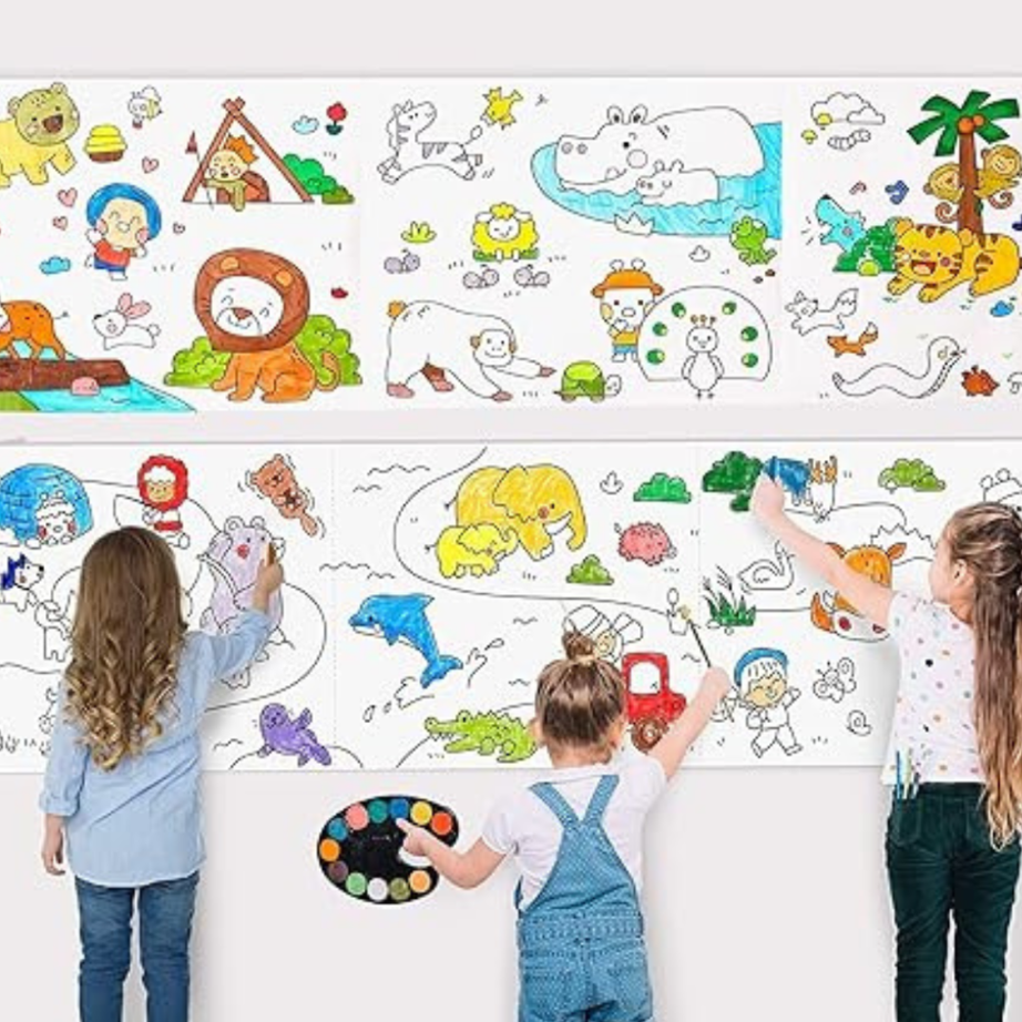 Kids Creative Art Combo Set – Painting Roll, Rollable Crayons & 12-Shade Colour Pencils