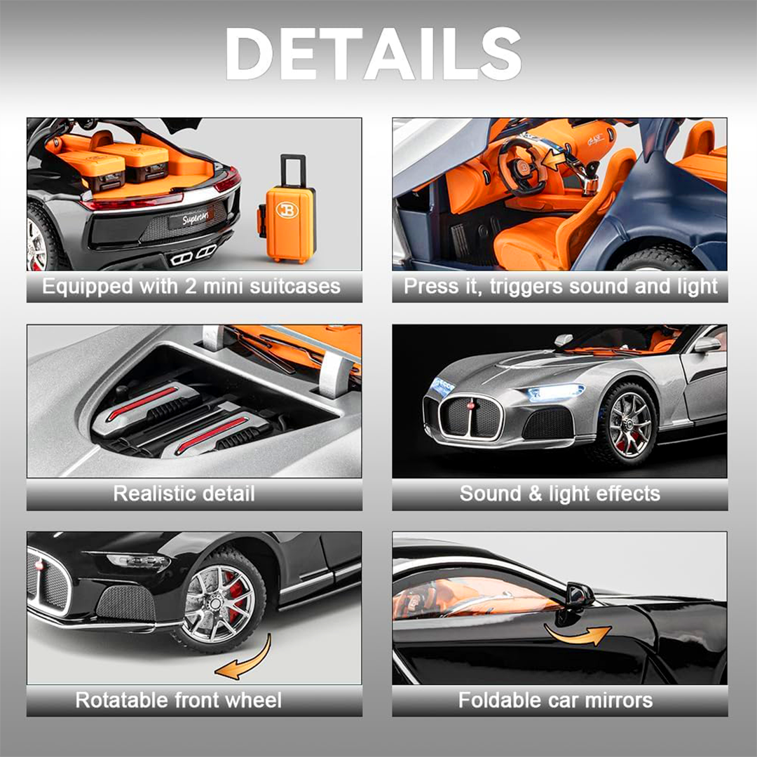 Premium 1:24 Die-Cast Bugatti Atlantic Car with Zinc Alloy & ABS Plastic – Best Valentine Gift
