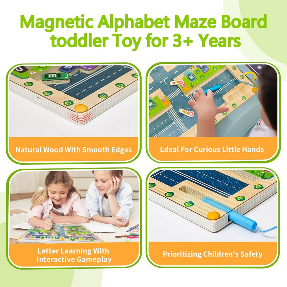 Letter Matching Parking Words Maze – Wooden Toy