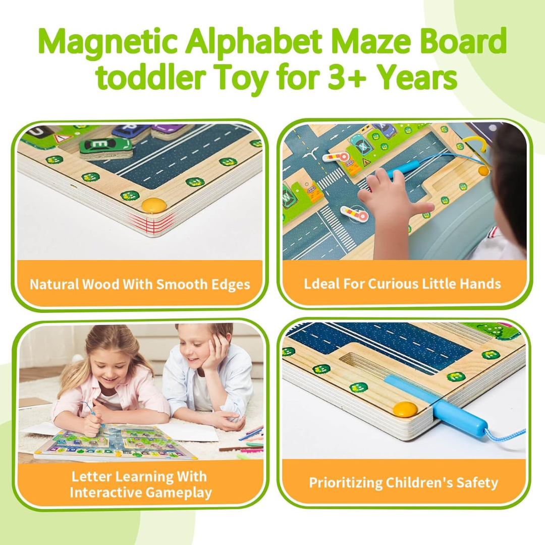 Letter Matching Parking Words Maze – Wooden Toy