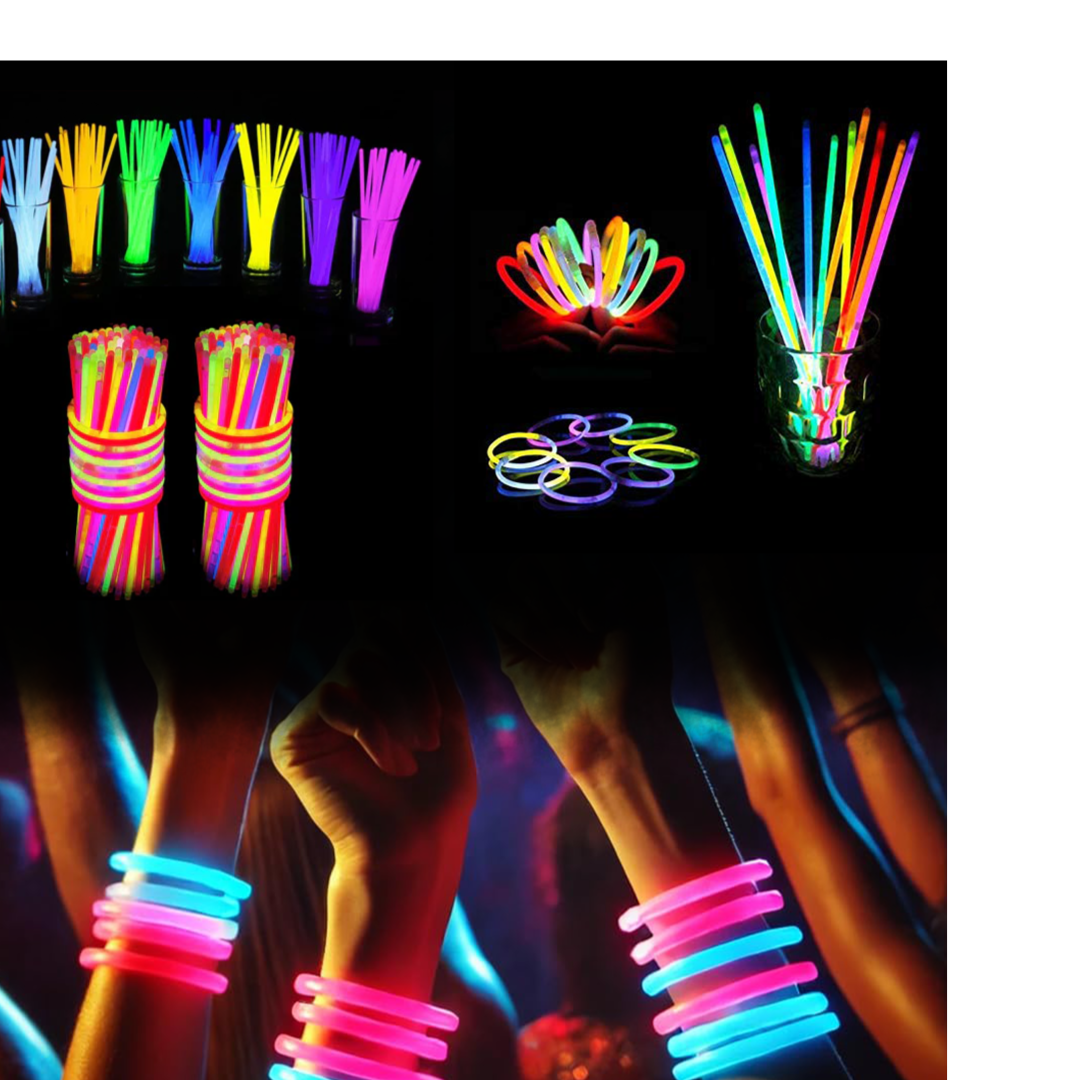 Glow Sticks for Kids & Adults | 100 Pcs Neon Glow Bands | Party, Birthday & Festival Glow-in-the-Dark Bracelets & Necklaces