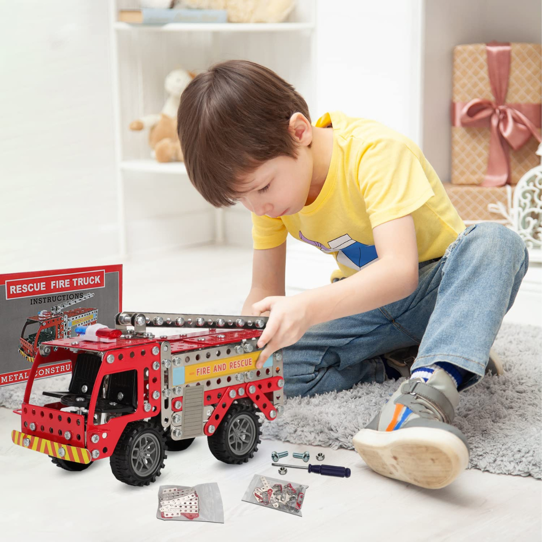 Rescue Fire Truck for Kids | STEM Building Toy Set for Boys & Girls Ages 7+ | Educational Construction Fire Engine
